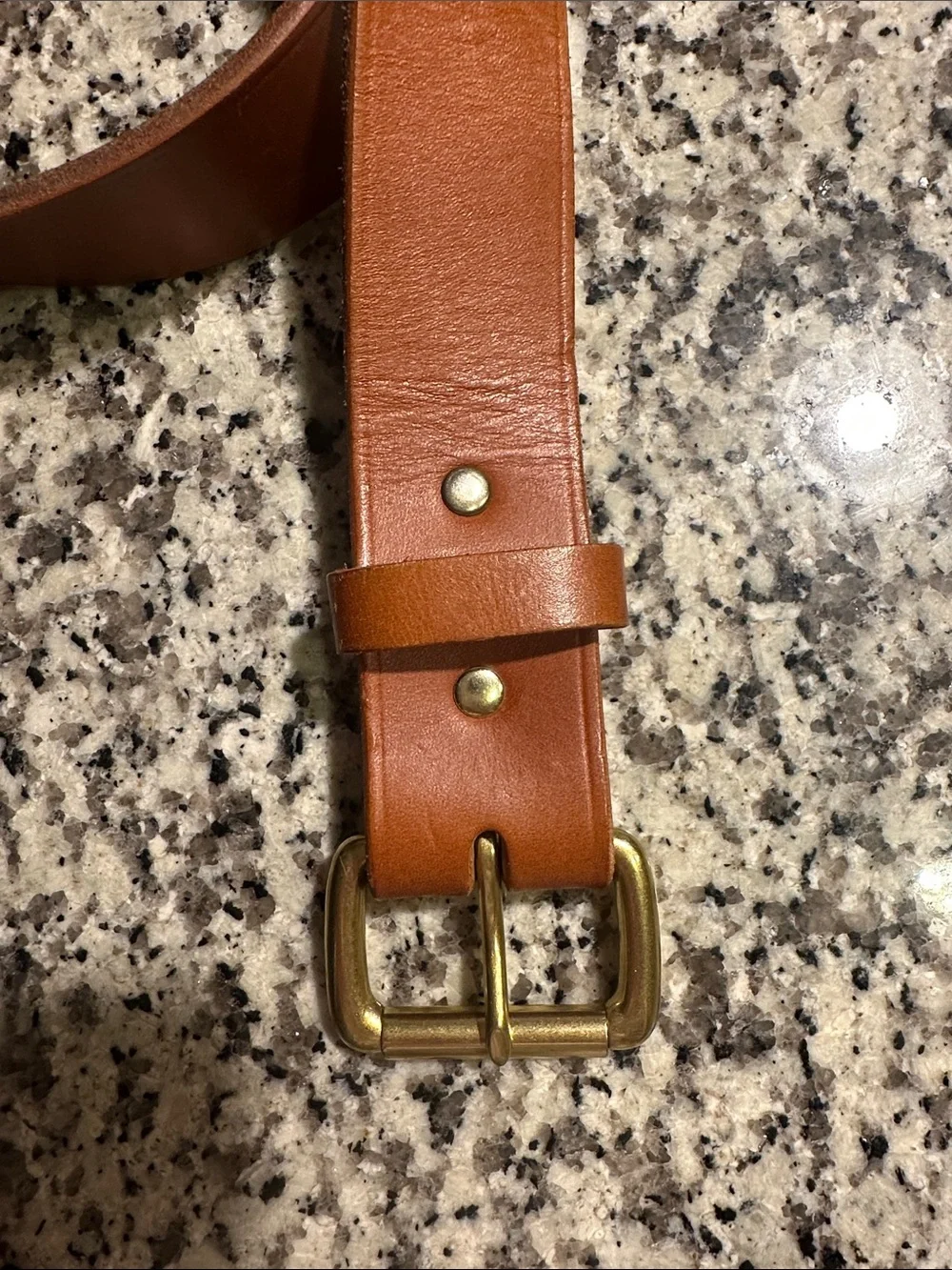 C.C. Filson Tan Leather Belt with Brass Buckle, Genuine Bridle Leather